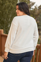 Plus White Metaphor Printed Long Sleeve Relaxed Sweatshirt Top