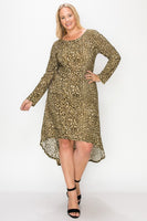 Cheetah Print Dress Featuring A Round Neck