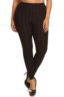 Plus Size Houndstooth Print, Full Length Leggings In A Slim Fitting Style With A Banded High Waist